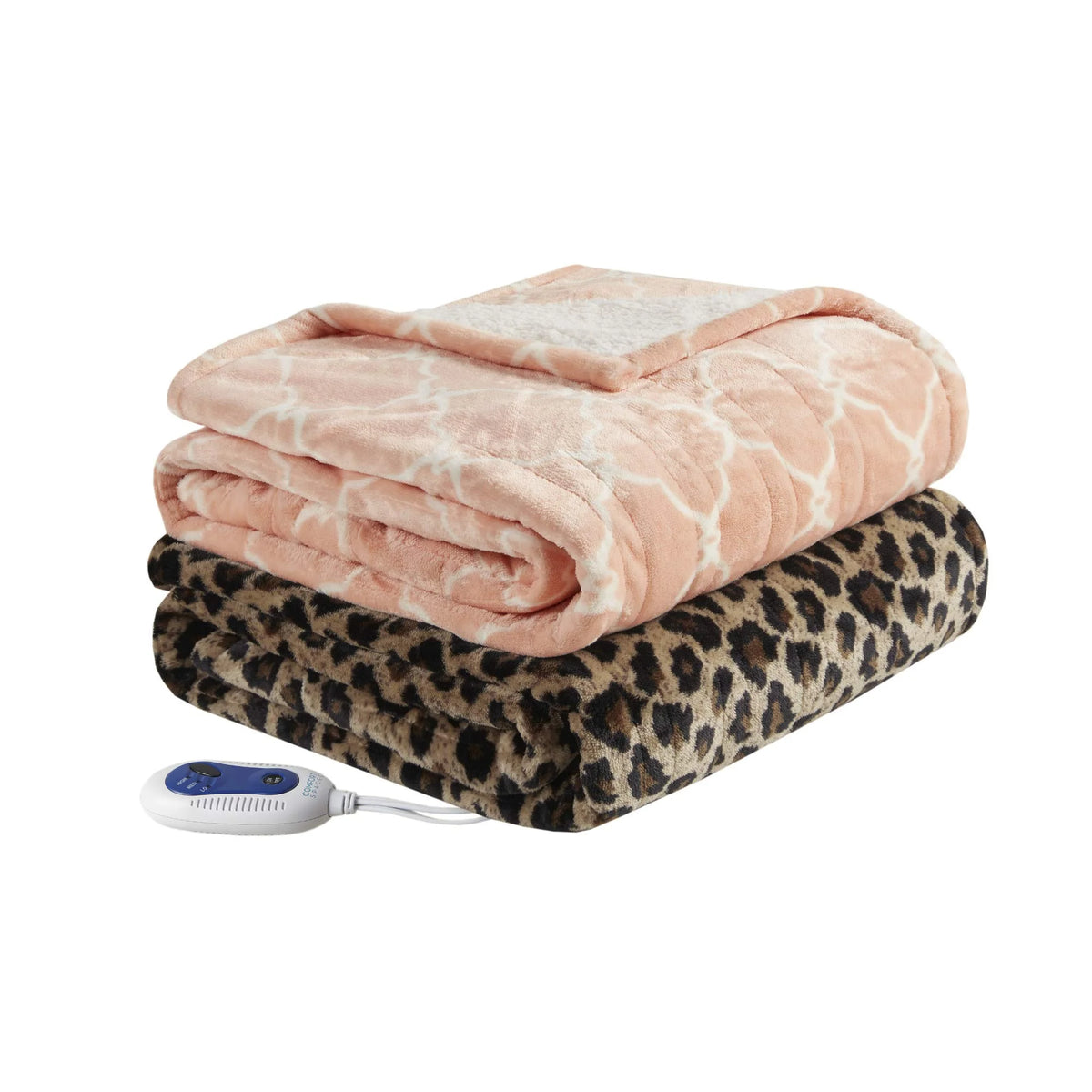 Sherpa Electric Throw Wrap with Sock Set Heated Wearable Blanket Reversible Animal Print 50"x64" P2498