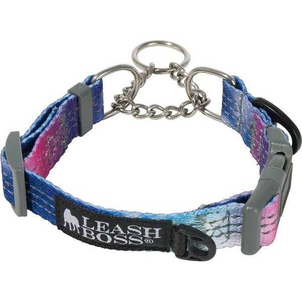 Patterned Reflective Chain Martingale Dog Collar G2484