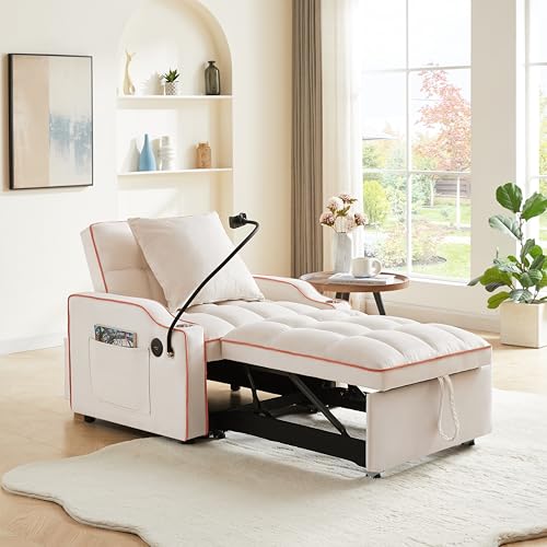 Grey Velvet Convertible Sleeper Sofa Bed Q159117