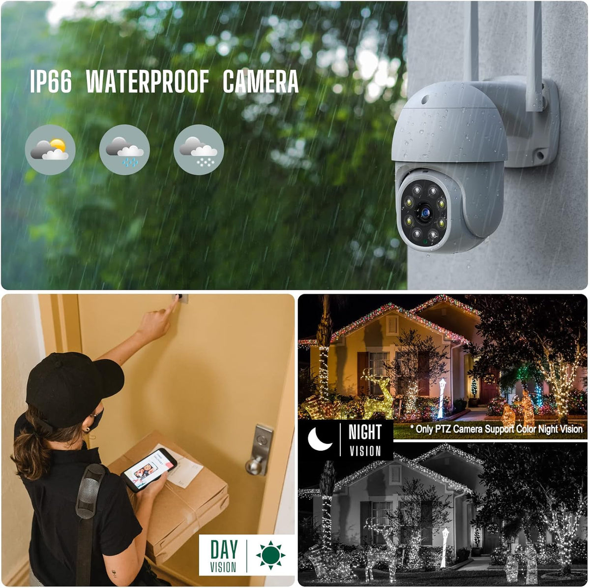 8 Channel 2X IP Cameras 2X PTZ Cameras 1TB HDD Wireless Outdoor Security Camera System Z952283