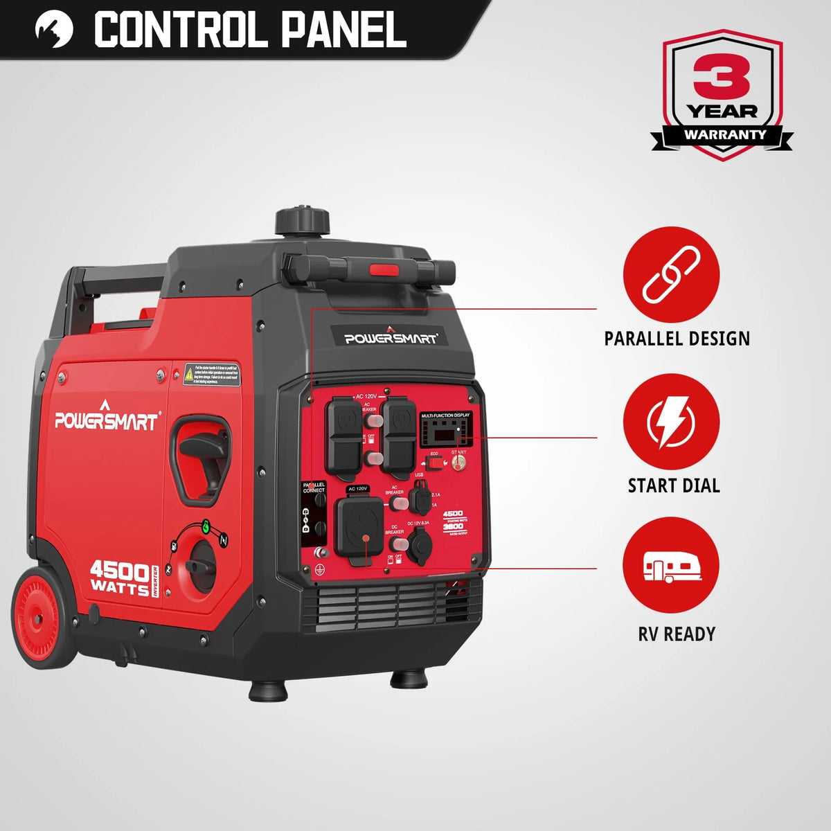 4500W Portable Inverter Gas Generator with Electric Start L7294