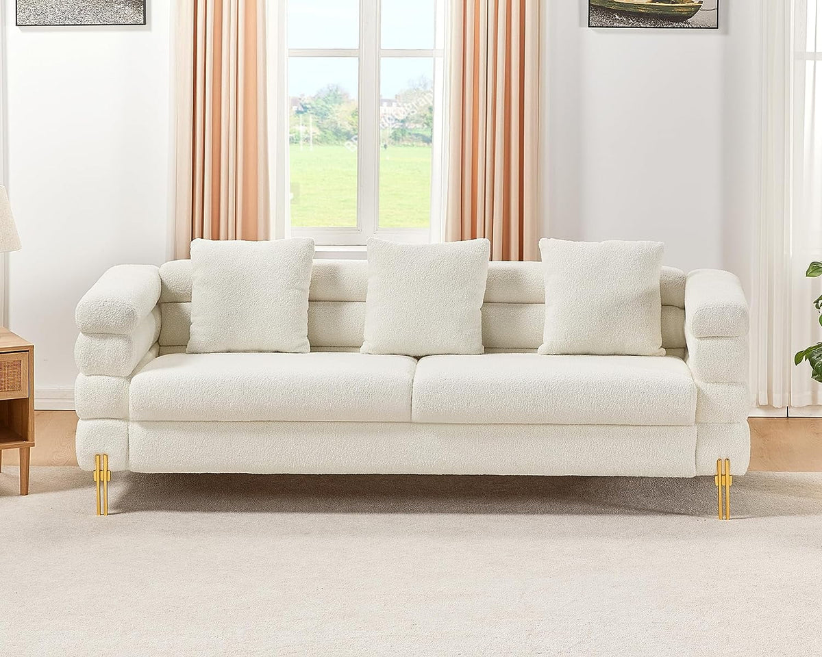 White 85 inch 3 Seat Sofa P3851