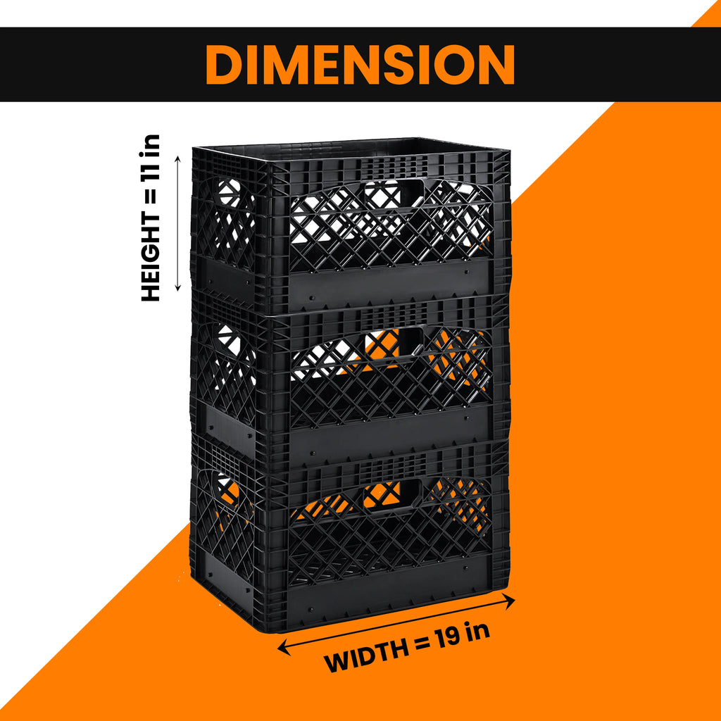 Black Stackable Storage Crate (3 Pack) I556992