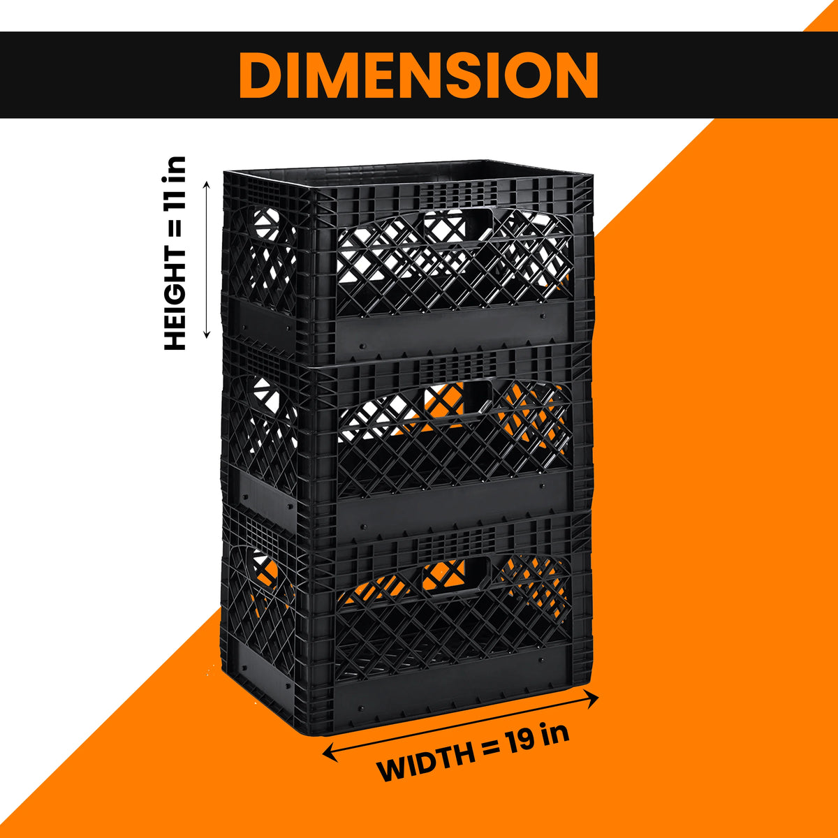 Black Stackable Storage Crate (3 Pack) I556992