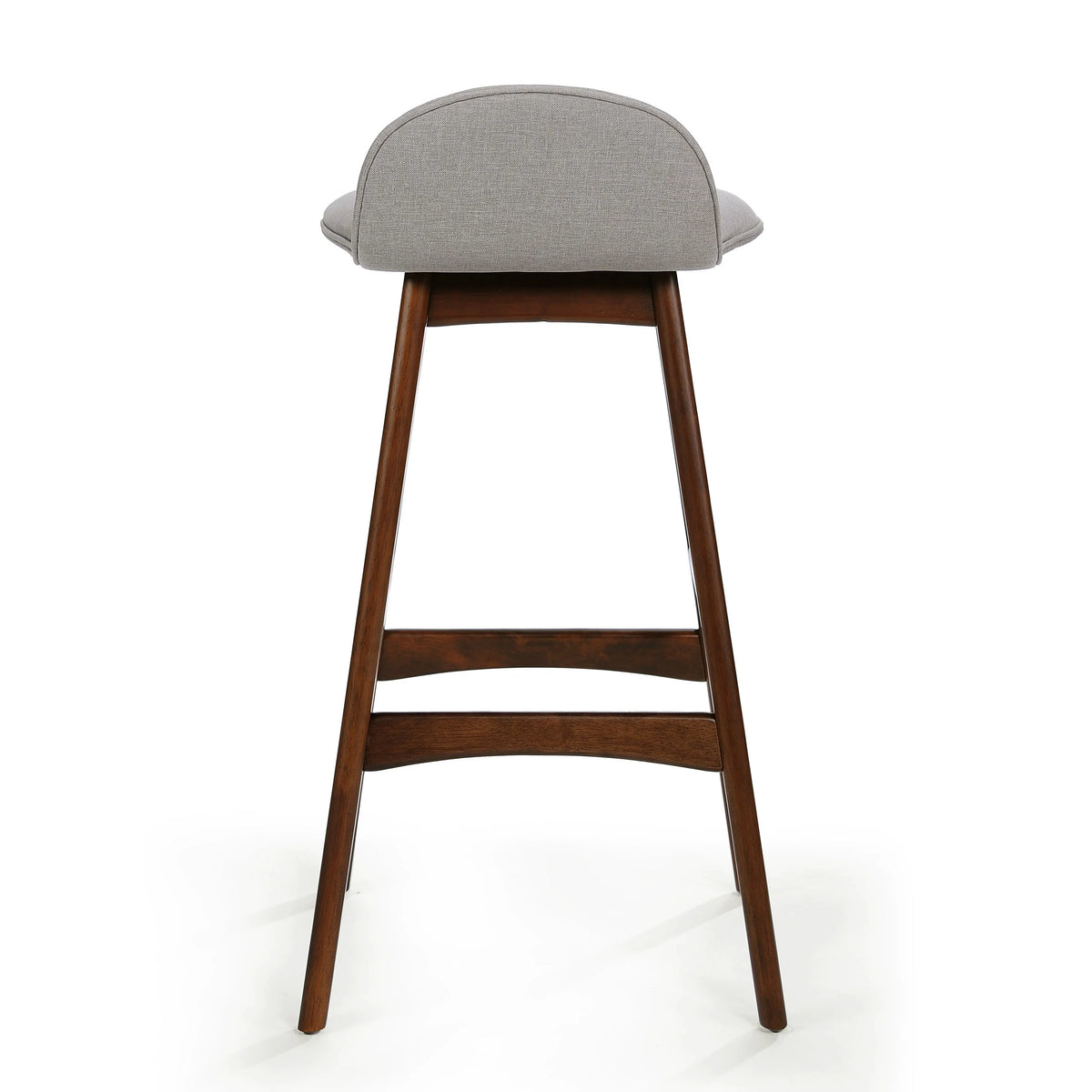 Light Gray and Natural Walnut Upholstered Barstools Set of 2 V7304