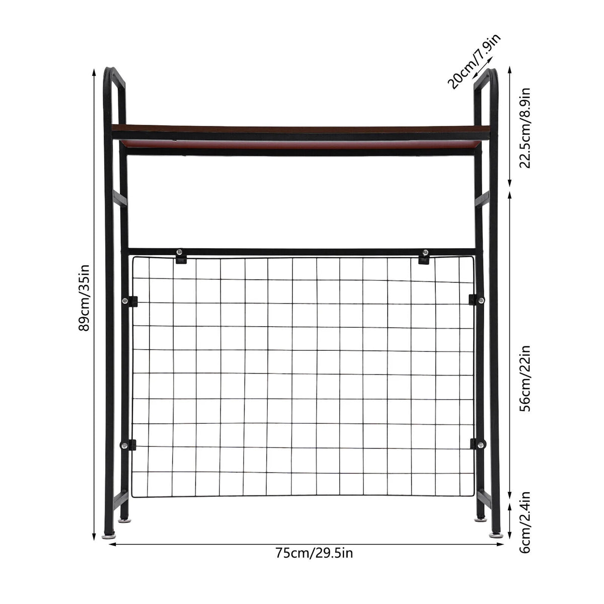 Black Bookshelf with Grid Desk Storage Shelf I5074