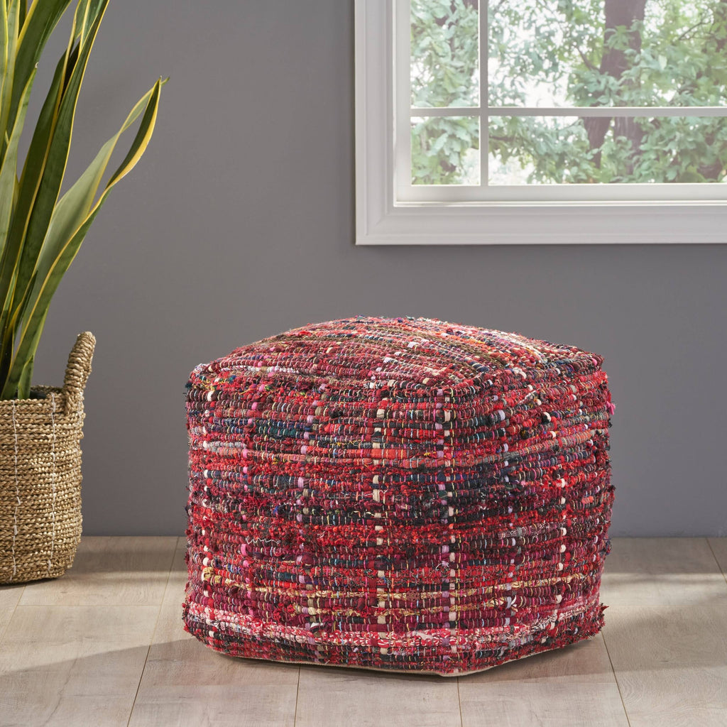 Blue Fabric Pouf Ottoman E3581