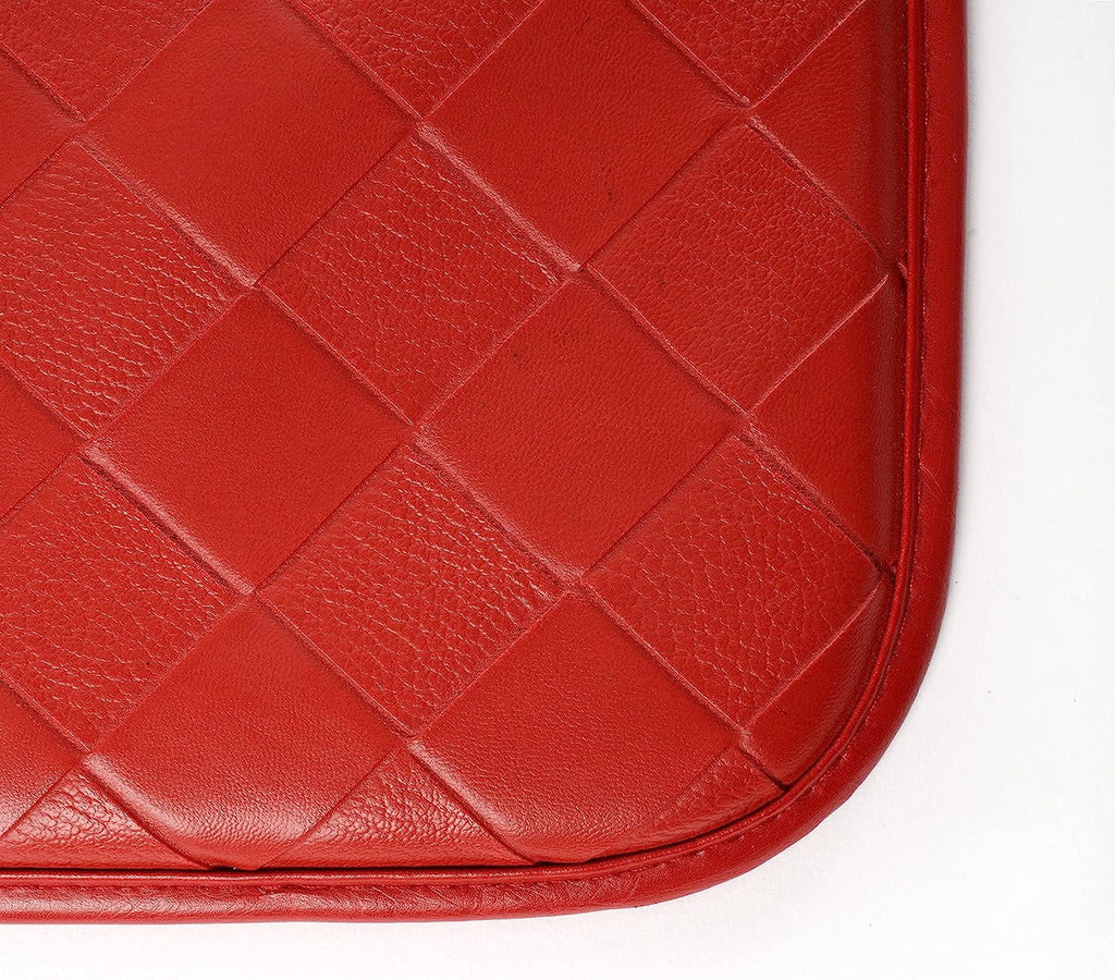 Anti-Fatigue Kitchen Faux Leather Non-Skid Cushioned Comfort Mat, 18" x 30", Red F96680