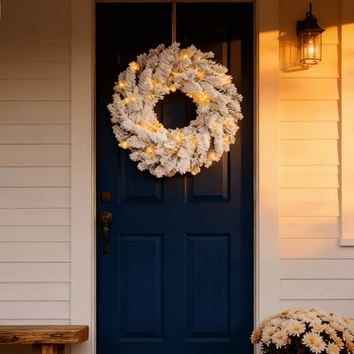 Green Artificial Christmas Wreath with Bell Bow and Pine Cones D195549