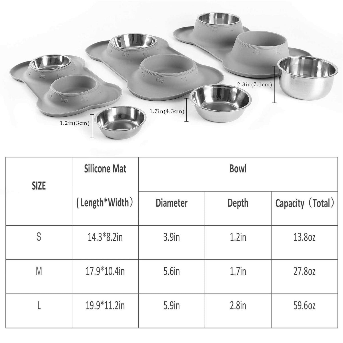 2 Stainless Steel Dog Bowl with Silicone Mat + Pet Food Scoop R11211