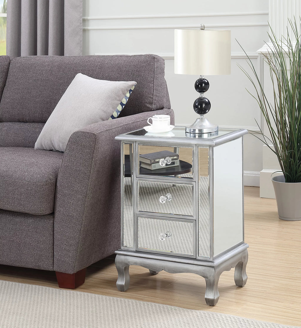 3-Drawer Mirrored End Table Y862