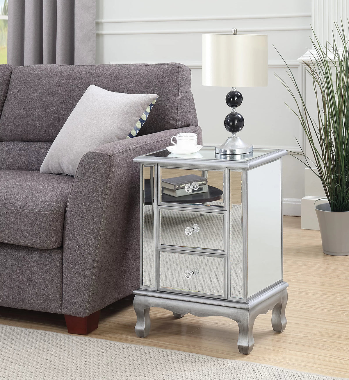 3-Drawer Mirrored End Table Y862