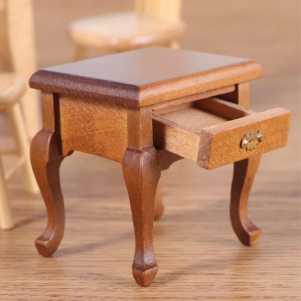 1:12 Walnut Colo Miniature Bedside Table Toy N199277