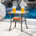 Rattan Wicker Coffee Table Glass Top Steel Frame R1216