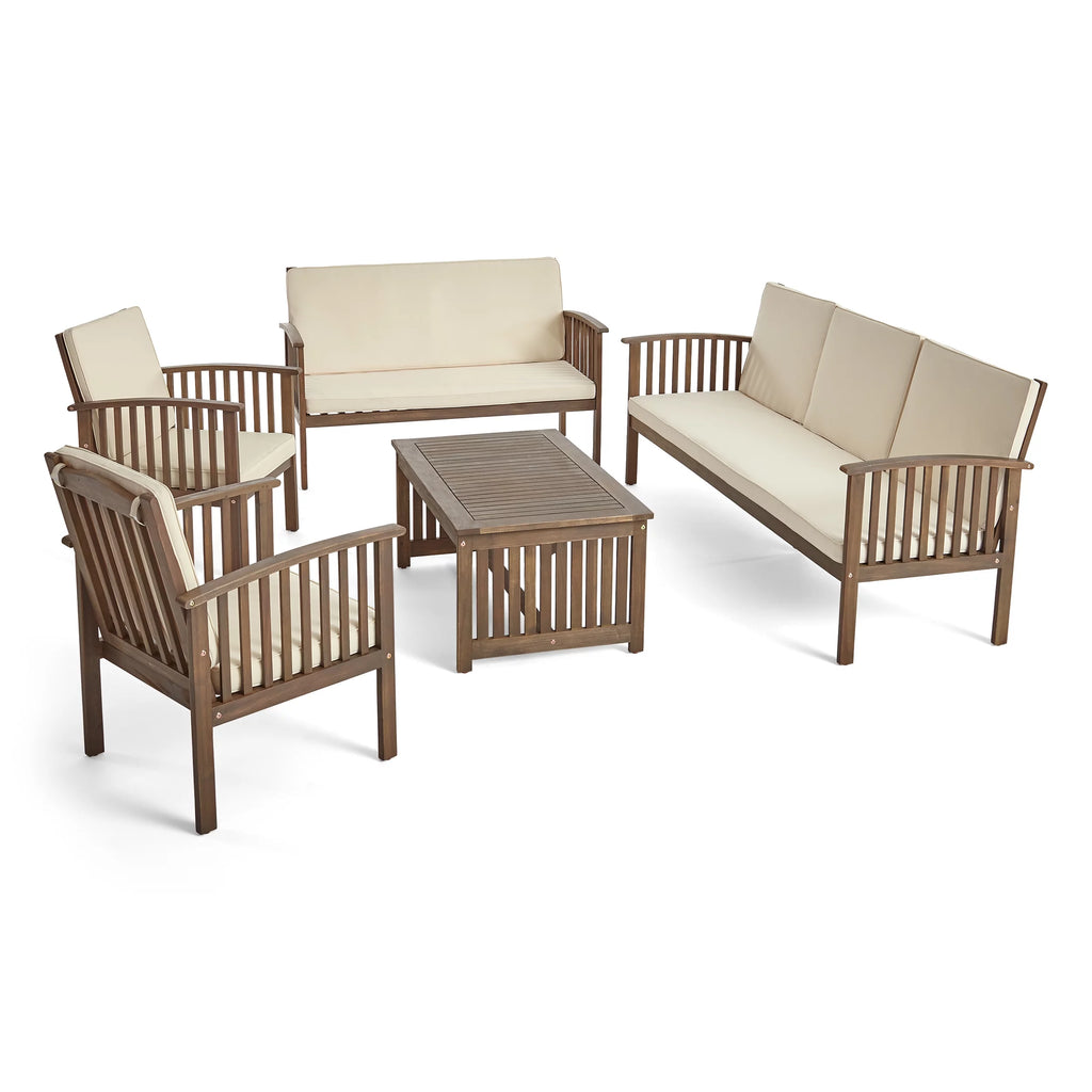 5 Piece Outdoor Acacia Wood Conversation Set Z23972