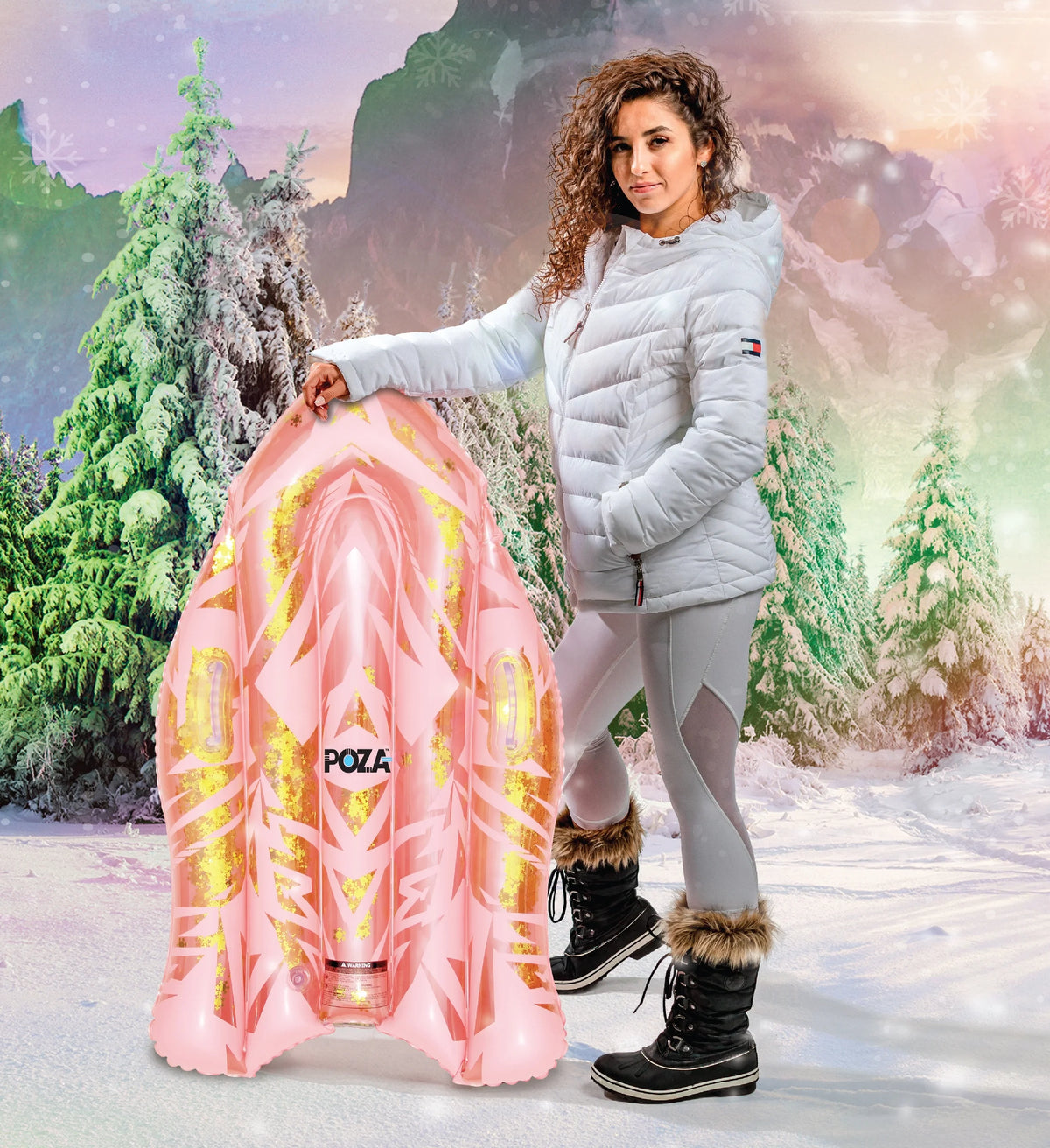 Inflatable Snow Sled Set of 3, Rose Gold, Gold, and Silver, 44 Inch M30081