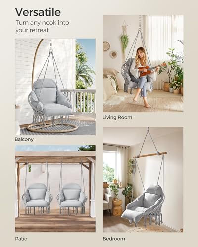 Cream White Hanging Hammock Chair with Cushion O352