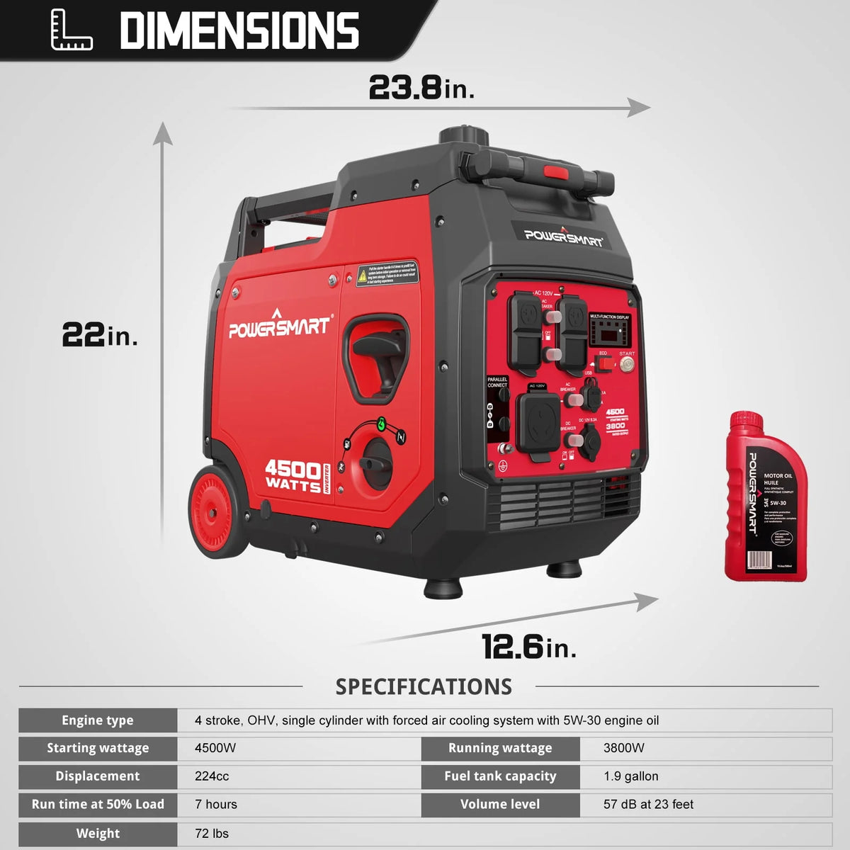 4500W Portable Inverter Gas Generator with Electric Start L7294