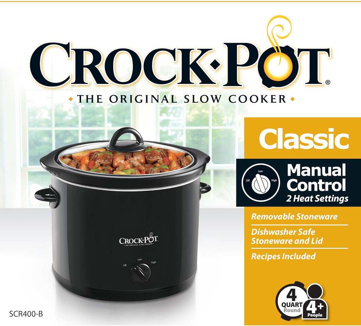 4-Quart Manual Slow Cooker, Black B53263