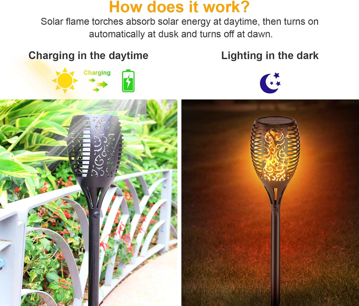 Waterproof Flickering Dancing Flames Solar Torch Lights 4 Pack I985