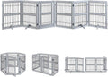 6 Panels Extra Wide Freestanding Walk Through Dog Gate with 4 Support Feet Z5160