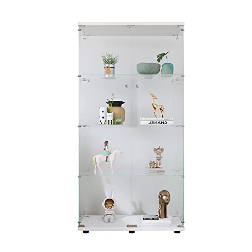 Black 4 Shelf Double Door Glass Display Cabinet J955