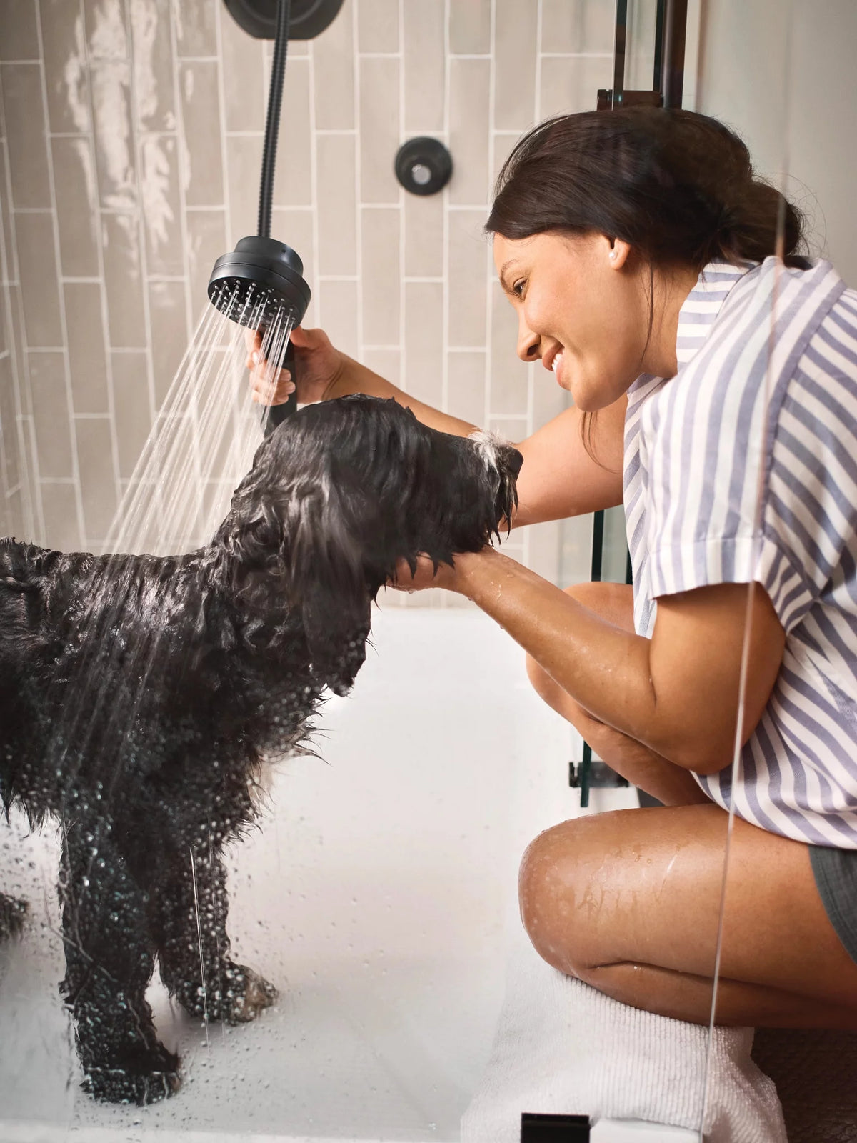 Matte Black Six-Function Showerhead with Handheld Combo J480