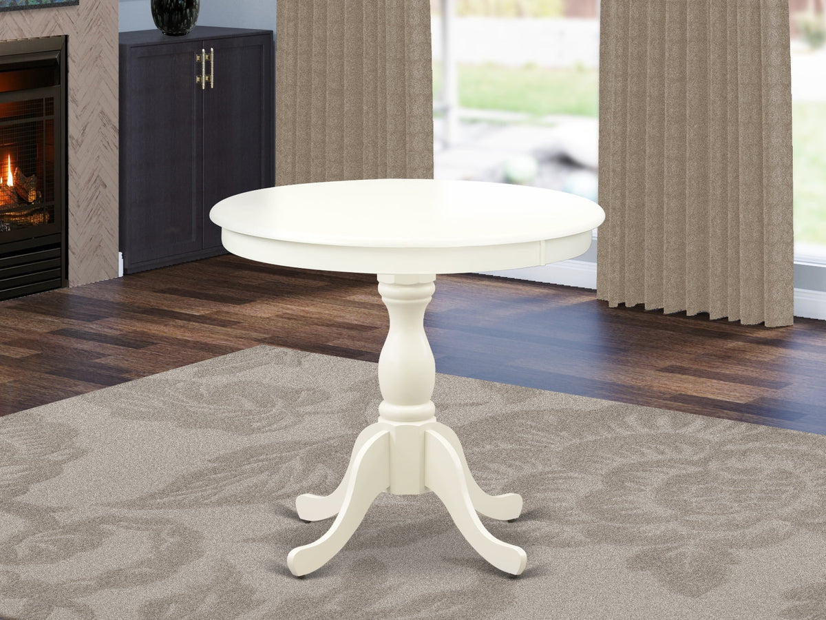 Antique White Wood Dining Table with Pedestal Legs Z495