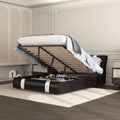 Brown Queen Size Faux Leather Upholstered Platform Bed with Lift Up Storage A9659