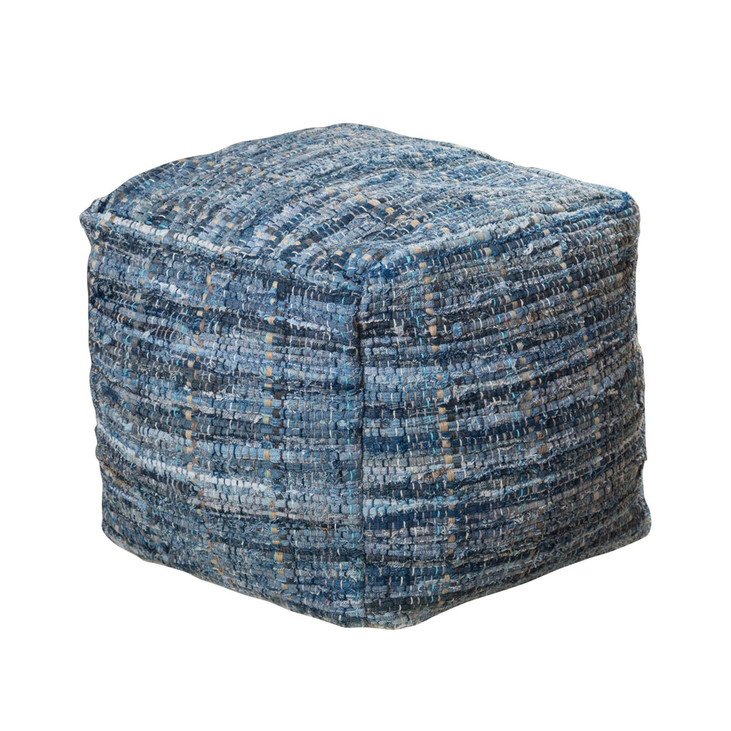 Blue Fabric Pouf Ottoman E3581