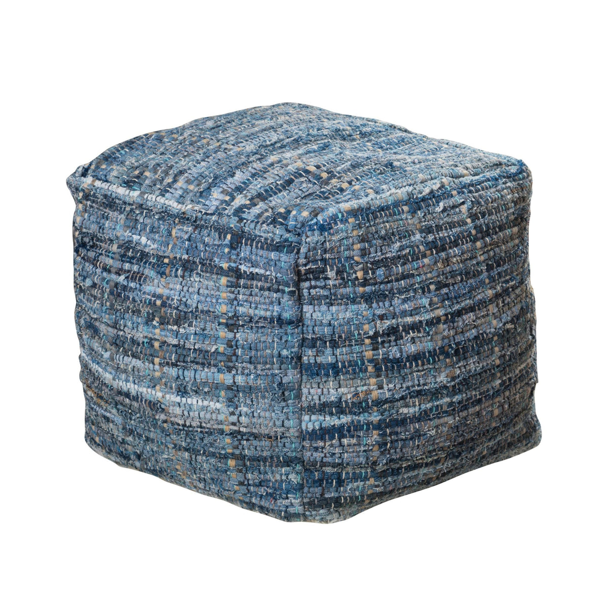 Blue Fabric Pouf Ottoman E3581