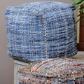Blue Fabric Pouf Ottoman E3581