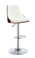 White PU Walnut Swivel Adjustable Stool L3085