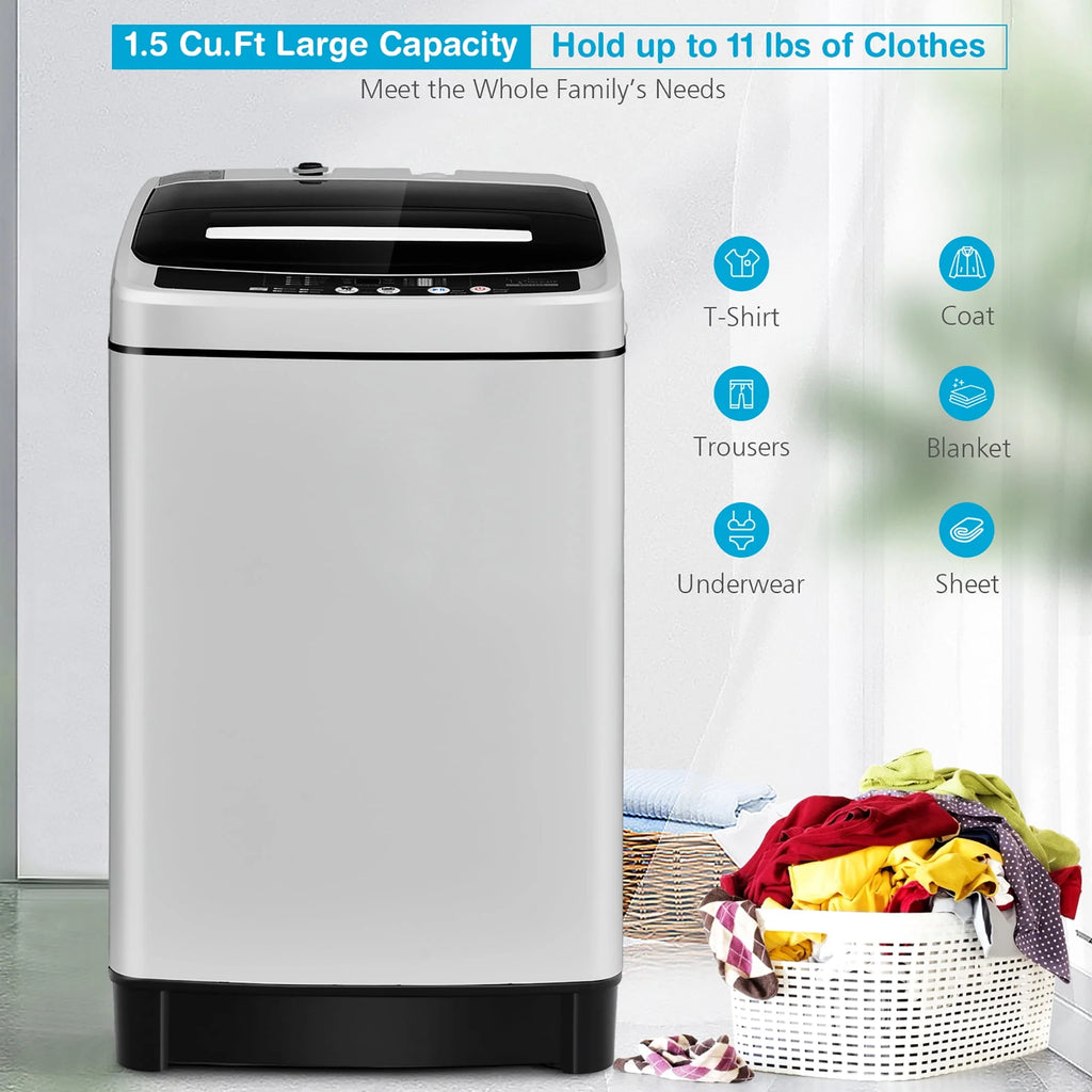 1.5 Cu.Ft 11 LBS Full-Automatic Washer & Dryer Grey C485