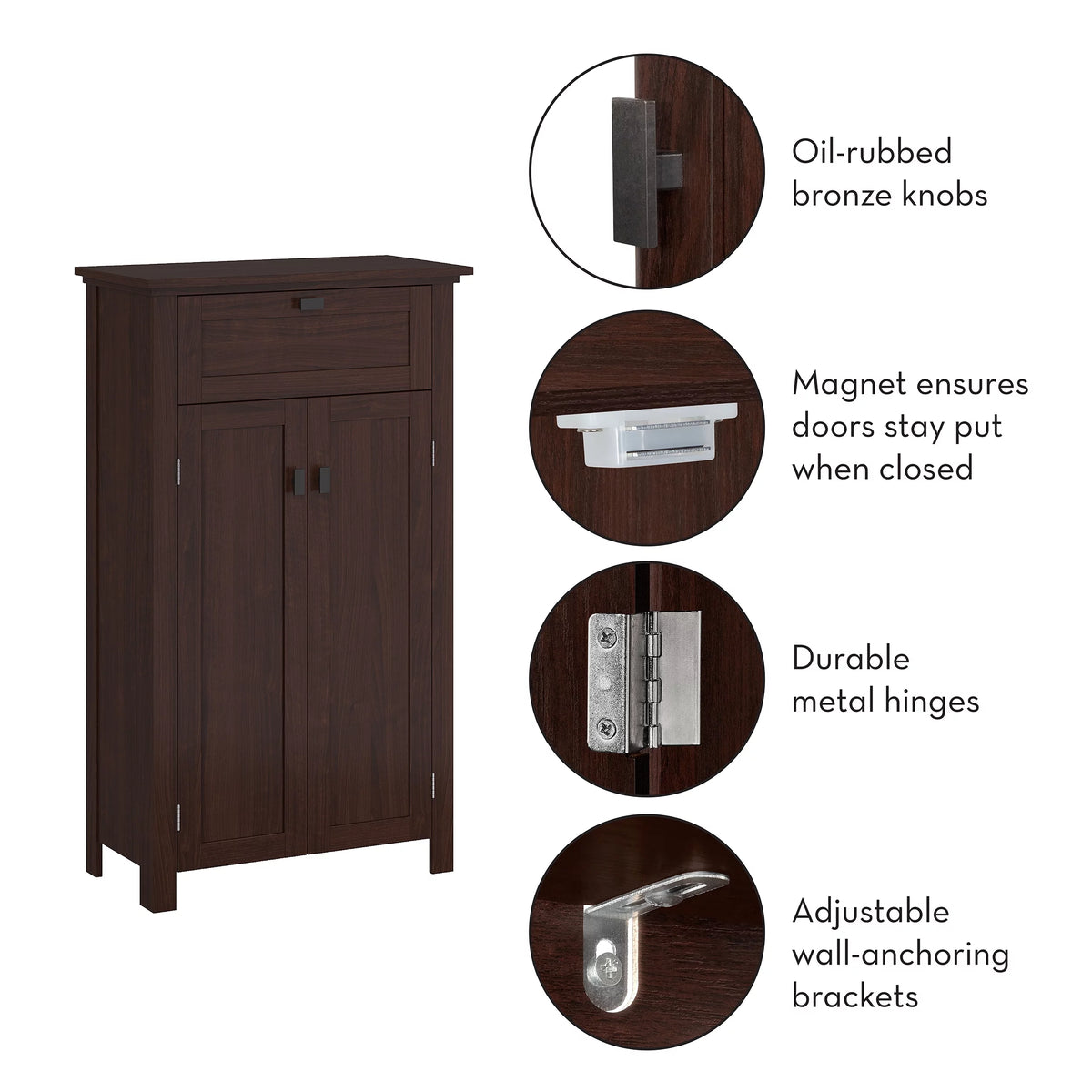 Two-Door Floor Cabinet, Dark Woodgrain O374
