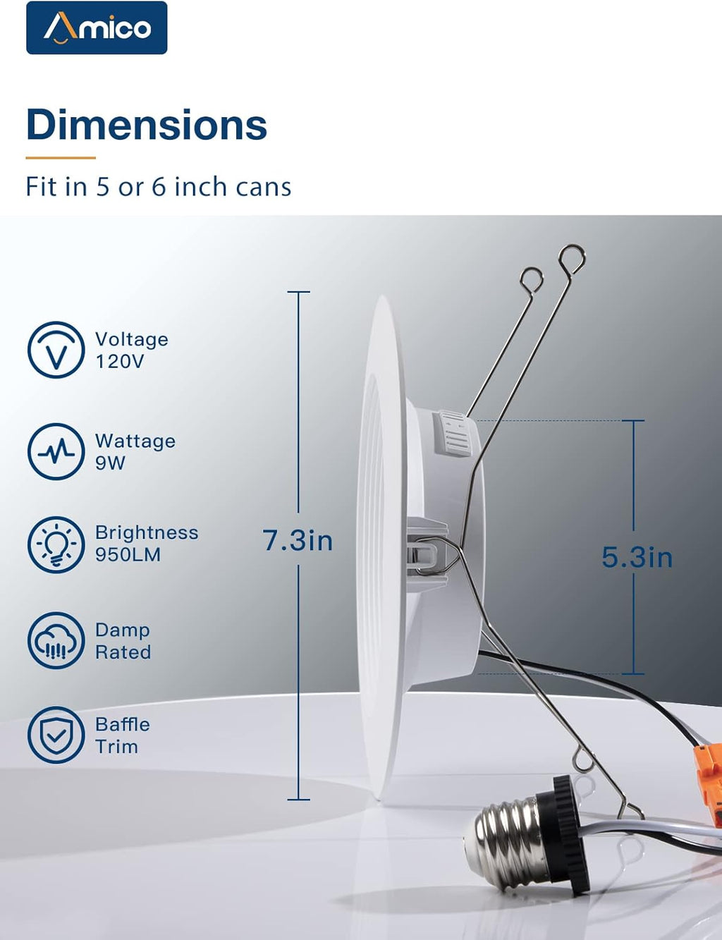 20 Pack 5/6 inch Dimmable LED Recessed Lighting with Baffle Trim P719