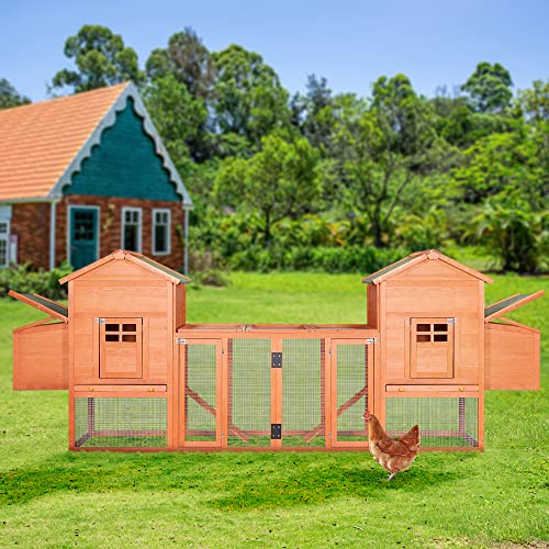 Large Metal Chicken Coop Hexagonal Walk-in Poultry Cage with Anti-UV Cover (13.1 * 8.6ft) R2942