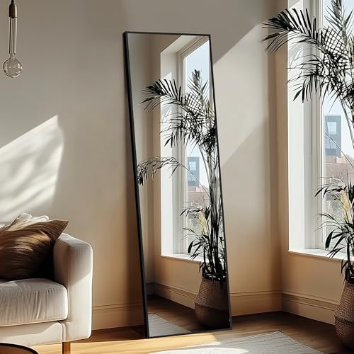 Black Full Length Floor Mirror with Aluminium Frame O225