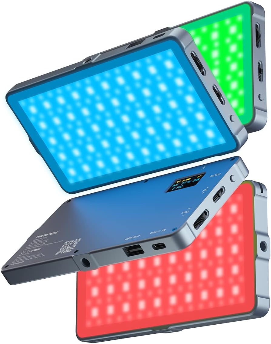 RGB LED Video Light Panel 10000mAh Rechargeable 18.5W 3200-5600K H1620