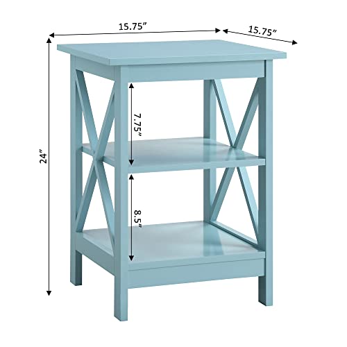 White Faux Marble/Black End Table with Storage Shelves X277616