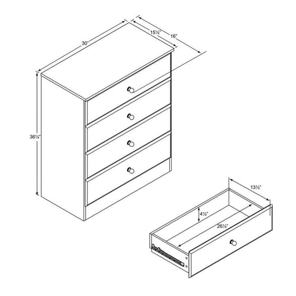4-Piece Set with 2 Nightstands 4-Drawer Chest & Double Dresser C12344