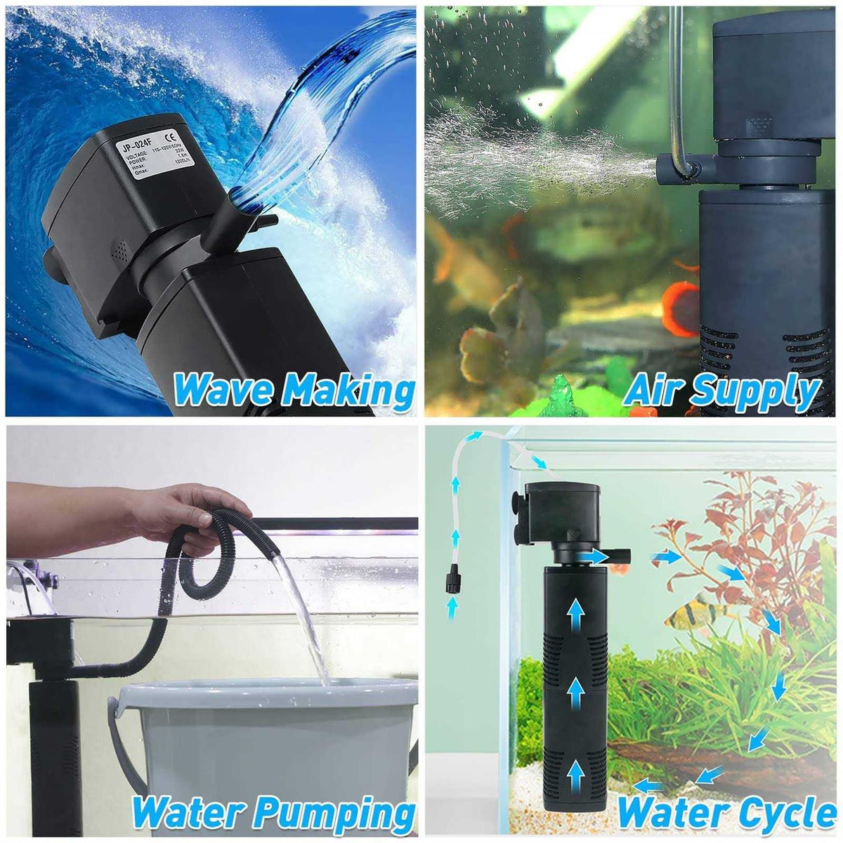 Crystal 300gph Biochemical Filtration Submersible Internal Fish Tank Filter O131