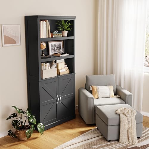 Brown 5 Shelf Bookcase with Doors F86793