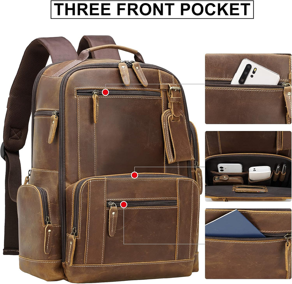 Full Grain Leather 15.6 Laptop Backpack S434358