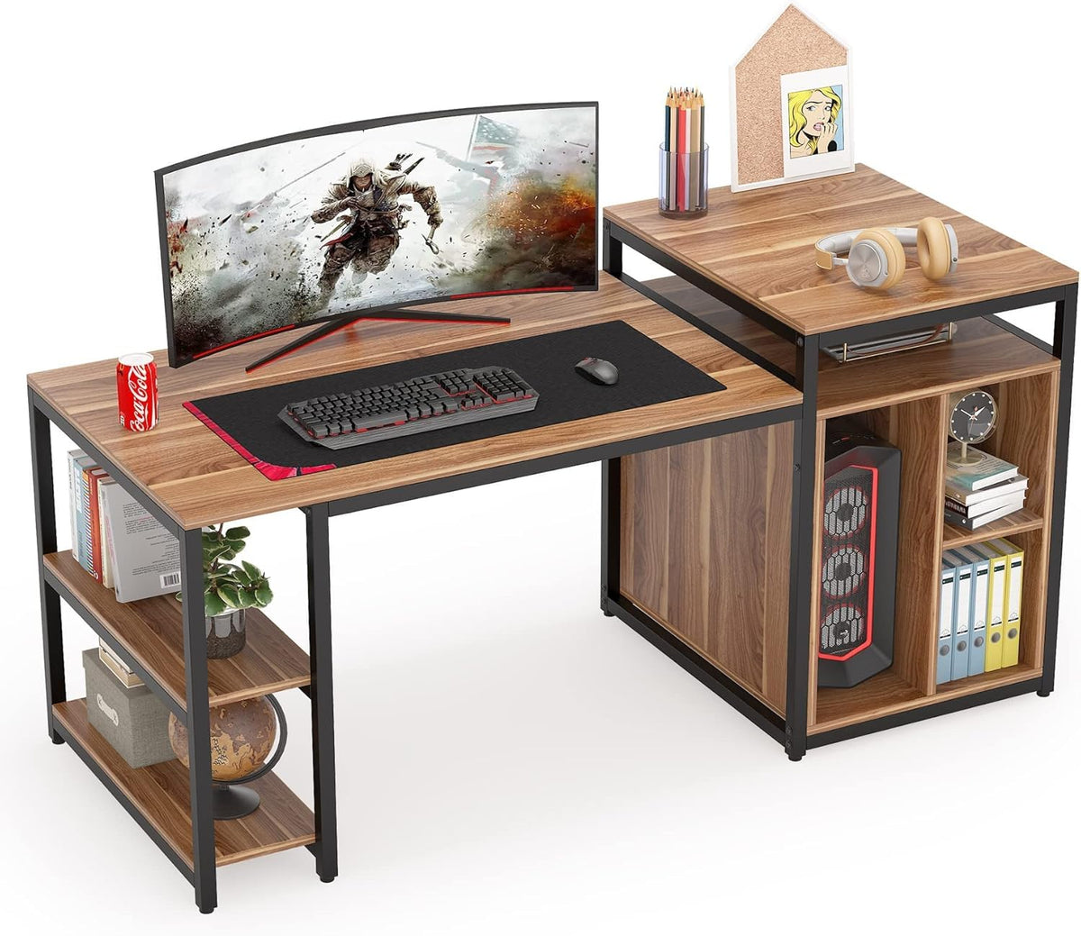Black Computer Desk with Storage Shelf O390