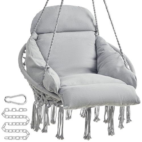 Cream White Hanging Hammock Chair with Cushion O352