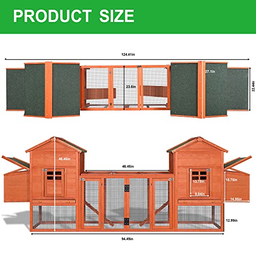 Large Metal Chicken Coop Hexagonal Walk-in Poultry Cage with Anti-UV Cover (13.1 * 8.6ft) R2942