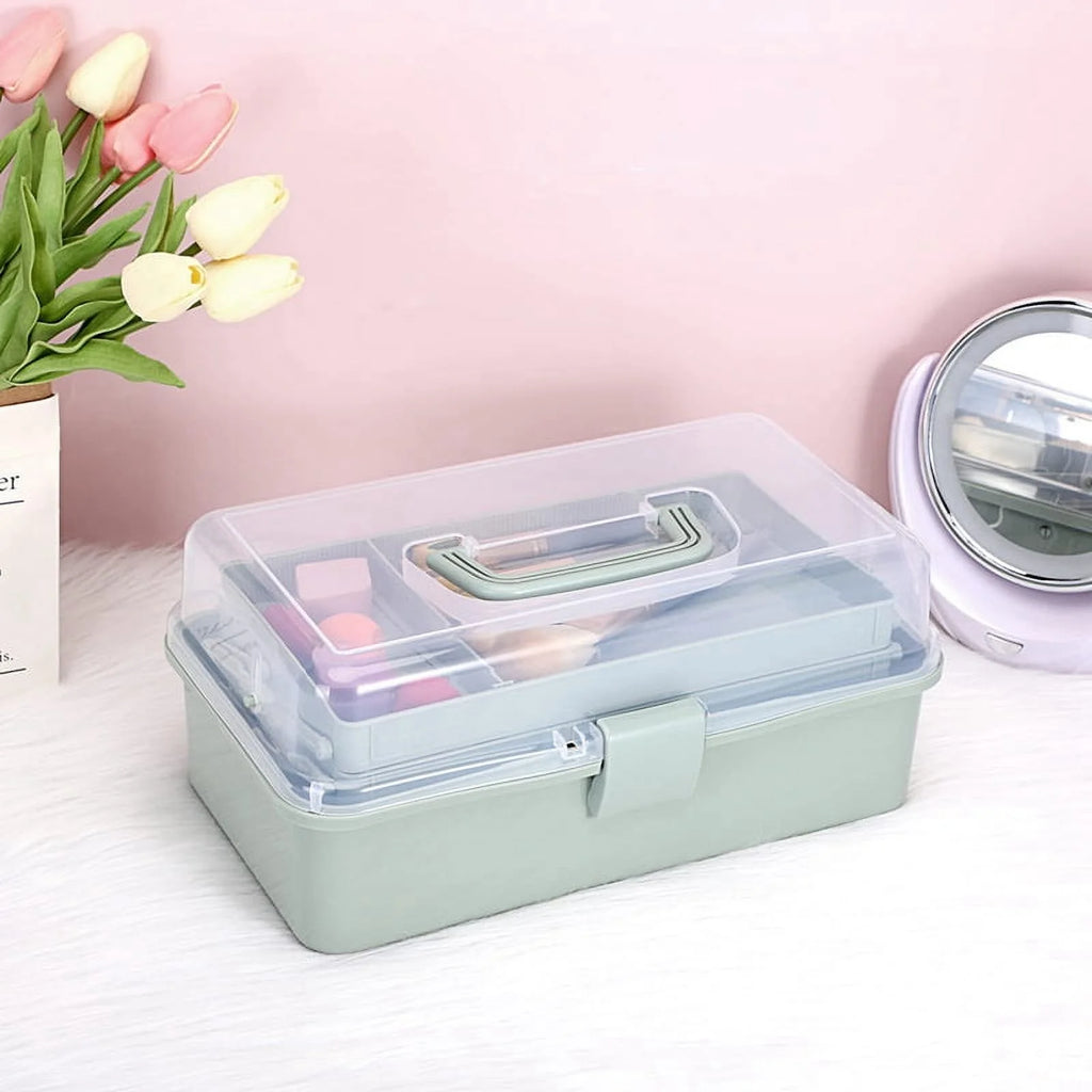 3-Layer Plastic Storage Box with Adjustable Spacers Y763041