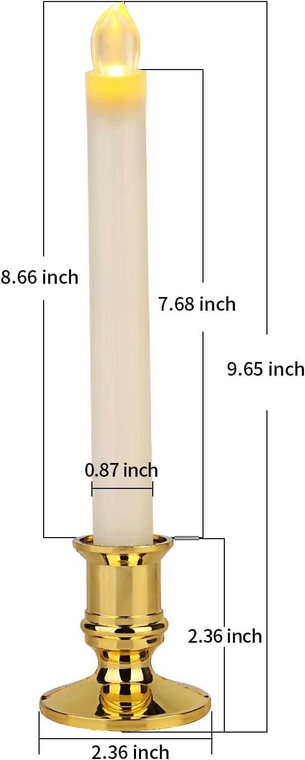 12 Pack Ivory Flickering Flameless LED Taper Candles with Remote X898386