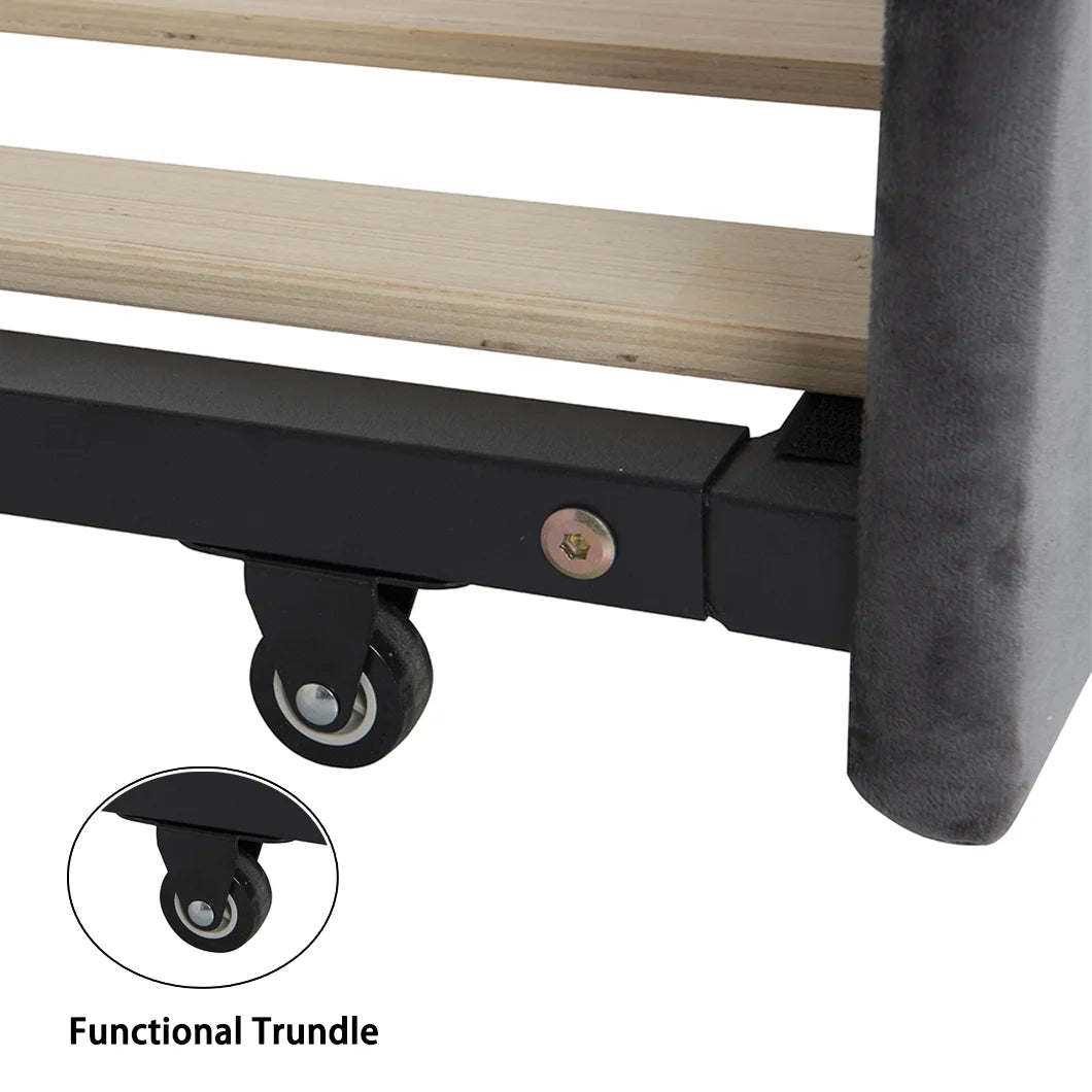 Twin Size Velvet Upholstered Daybed with Trundle F7394